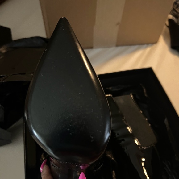 Saint Laurent Black Ankle Boots with Silver Heel - Picture 14 of 15